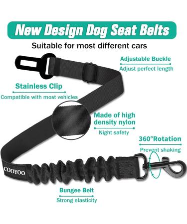 COOYOO Retractable Dog Seat Belt Set - Adjustable, Heavy Duty & Durable Safety Harness for Dogs - Buy Online on SooperMarket.com