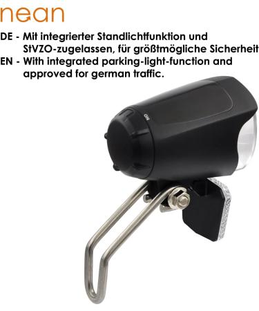 NEAN E-Bike LED Bicycle Light 70 Lux with Reflector & StVZO Approval | Front Headlight with Aluminum Cooling Plate - Buy Internationally - Buy Online on SooperMarket.com