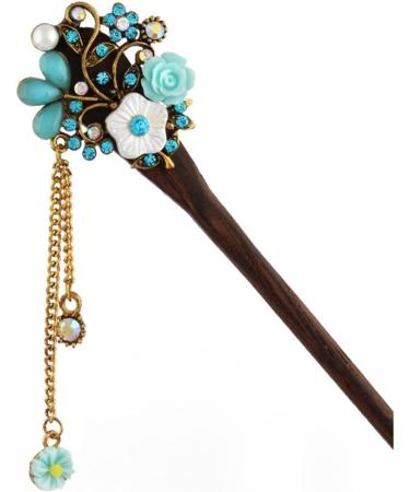 Frcolor Wooden Hair Pin Chinese Hair Sticks with Tassel Retro for Women Hair Styling Blue - Buy Online on SooperMarket.com