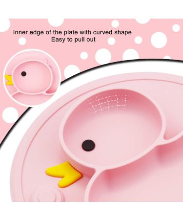 Non-Slip Baby Suction Plate | BPA-Free & FDA Approved | Dishwasher & Microwave Safe | Cyan/Rose Duck Design - Buy Online on SooperMarket.com