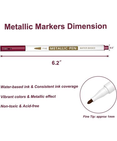 Metallic Marker Pens 30 Pack | Lineon 24 Colors Fine Tip Paint Pens + 6 Stencils | Ideal for DIY Crafts, Photo Albums, Rock Art, Card Making | Glass, Wood, and More - Buy Online on SooperMarket.com