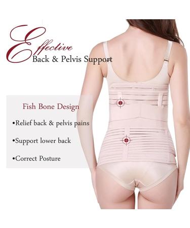 3-in-1 Postpartum Support Belt for Women | Abdominal Belt for After Birth & C-Section Recovery - Beige, Size L - Buy Online on SooperMarket.com