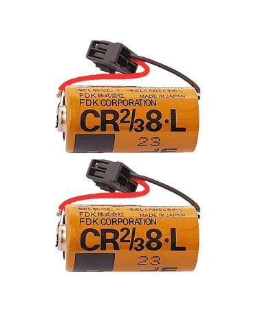 2 Pack 3V 2000mAh CR2/38.L Battery Compatible for Fuji CR2/3 8.L FDK CR17/33 with Black Plug