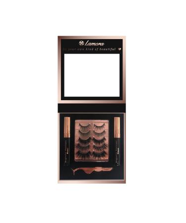 Lamora Reusable Magnetic Lashes | Waterproof Eyeliner & Applicator Kit | No Glue False Eyelashes | International Shipping - Buy Online on SooperMarket.com