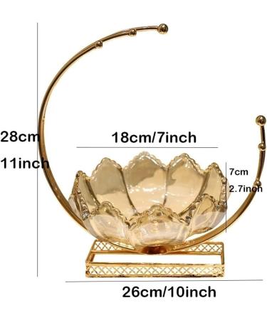Kitchen Countertop Fruit Rack Fruit Basket Crystal Glass Elegant Fruit Basket with Alloy Holder Fruit Dessert Snacks Bowl Serving Bowl for Counter Fruit Trays for Party Onecolor - Buy Online on SooperMarket.com