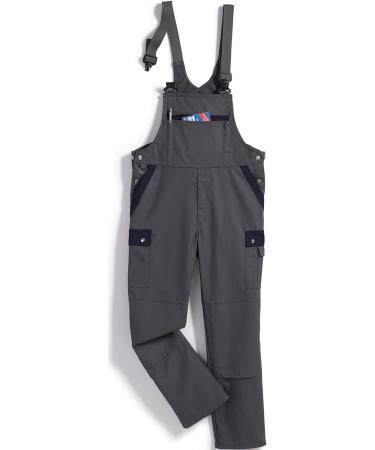 BP profile 1844-720-153 dungarees - stretch trousers - adjustable waistband - pockets for kneecloner - 65% polyester 35% cotton - long fit - size: 114 - color: dark gray/dark blue 114 dark gray/dark blue