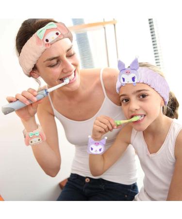 Kawaii Purple Spa Headband and Wristband Set for Women and Girls - Soft Skincare and Makeup Hairband for Face Washing, Bath, Shower, and Beauty - Buy Online on SooperMarket.com
