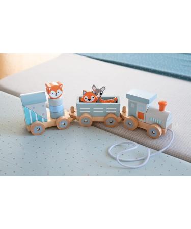 Kindsgut Holz-Reisenbahn - Sustainable Wooden Train Set with Zoo Animals | High-Quality Eco-Friendly Toy in Dark Gray - Buy Online on SooperMarket.com