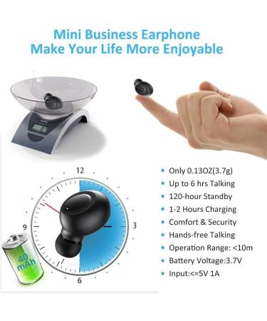 LEZII Single Bluetooth Earbud Mini Wireless Headset with Mic and Magnetic USB Charging - Waterproof Sport Earpiece for Samsung iPhone - Ideal for Car, Business Use - Buy Online on SooperMarket.com