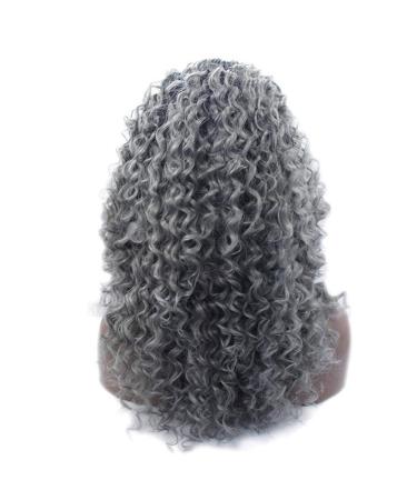 BGHJUE Women's Dark Grey Long Wave Synthetic Wig | Curly Lace Front Hairpieces for International Shipping - Buy Online on SooperMarket.com