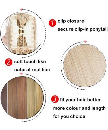 Claw Clip in Ponytail Hair Extension Synthetic Hair Extensions Hairpiece One Piece Long Pony Tails 12inch Curly - Light Brown & Ash Blonde - Buy Online on SooperMarket.com