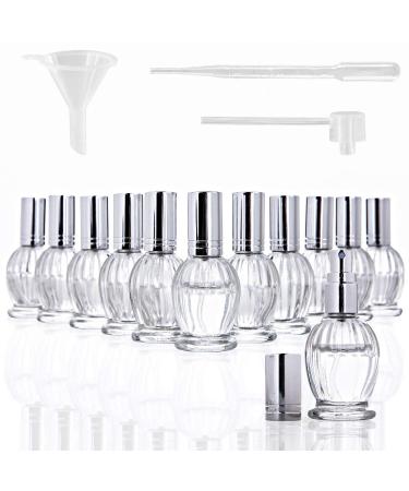 YU FENG 12pcs Clear Glass Spray Bottles Empty Refillable Essential Oil Perfume Bottles with Funnel Pipette Dispenser Clear