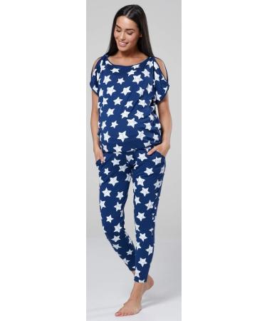 HAPPY MAMA Maternity Breastfeeding Lounge Set 1024p 10 Blue Jeans-White Stars - Buy Online on SooperMarket.com