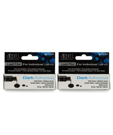 Ardell LashTite Adhesive Dark for Individual Fake Lashes Secures False Eyelashes Extension for Weeks .125 Oz 2 Pack 0.125 Ounce (Pack of 2) Dark