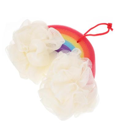 PLAFOPE 1pc Rainbow Bath Ball Body Scrub Sponge Bath Sponges for Cleaning Supply Tub for Newborn Mesh Shower Ball Body Wash Bath Rinser Soft Bath Sponges Wash Puff