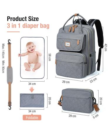 Tonyeee Wrap Backpack - Stylish Diaper Bag for Moms & Dads Removable Crossbody Bottle & Travel Essentials Gray - Buy Online on SooperMarket.com