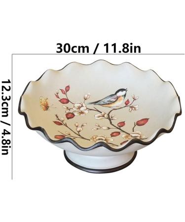 Fruit Basket Bowl Fruit Dish New Chinese Retro Handmade Round Wave Pattern Ceramic Fruit Bowl Living Room Kitchen Decor Fruit Plate Candy Bowl Fruit Bowls - Buy Online on SooperMarket.com