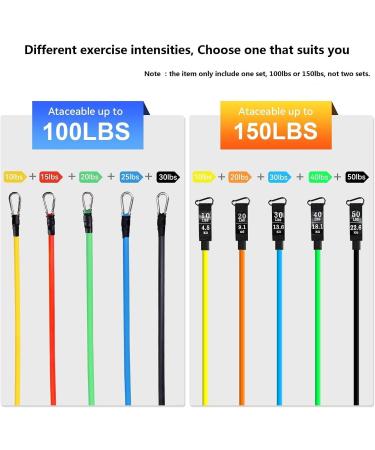 5pcs Resistance Bands Set with Handles | 150LBS Strength Training Tubes for Men and Women | Home Workout Equipment - Buy Online on SooperMarket.com