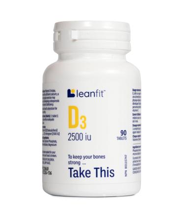 LEANFIT Vitamin D3 2500 IU Extra Strength 90 Tablets - To Keep Your Bones Strong Take This - Helps Prevent Vitamin D Deficiency - Sugar-Free Non-GMO Gluten-Free
