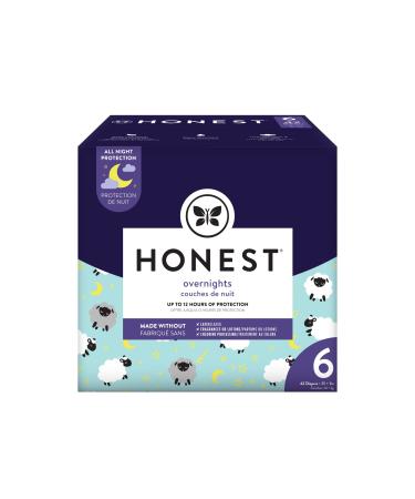 The Honest Company Clean Conscious Overnight Diapers | Plant-Based, Sustainable | Sleepy Sheep | Club Box, Size 6 (35+ lbs), 42 Count 42 Count (Pack of 1) Sleepy Sheep