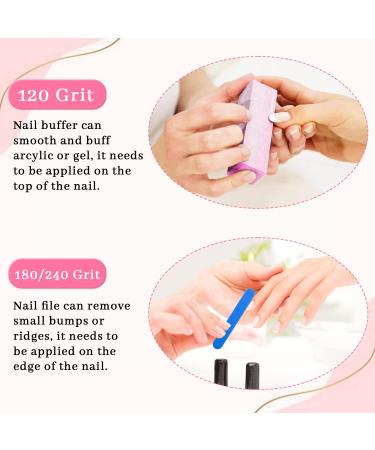 Selistamm 10Pcs Nail Buffer Blocks 4-Way 120 Grit Nail Buffers & Mini Files Set - Manicure Tools for Gel, Acrylic, Natural Nails - Pink - Buy Online on SooperMarket.com
