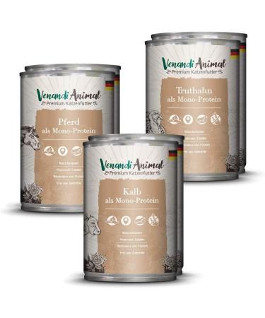 Venandi Animal Premium Wet Cat Food Trial Package - Chicken Duck Beef & Horse Calf Turkey | 6x400g | 2.4kg - International Shipping Available - Buy Online on SooperMarket.com
