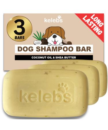 Kelebs dog shampoo sensitive |Fell care dog |Dog Hampoo puppies |Soiling natural dogs shampoo soap pieces |With lavender oil & oatmeal |Vegan |3 pack (coconut)