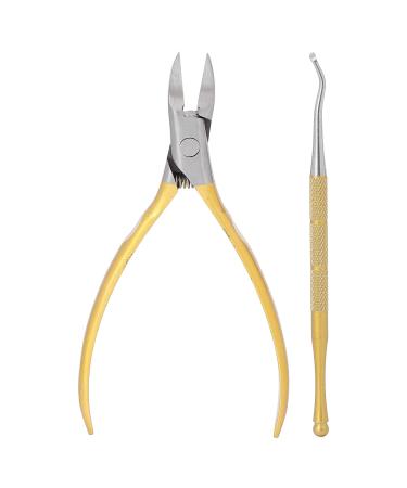 Toenails Nipper Stainless Steel Cuticle Trimmer Not Easy To Rust Curved Arc shaped Edge for Hand(Tyrant Gold)
