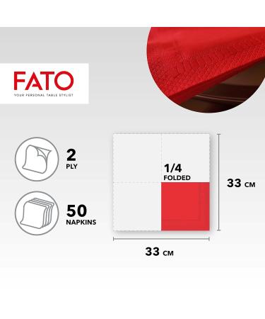 FATO Disposable Paper Napkins - 50 Pack 33x33cm Red 2-Layer 4-Folded Eco-Friendly & FSC Certified for Lunch/Buffets - Buy Online on SooperMarket.com