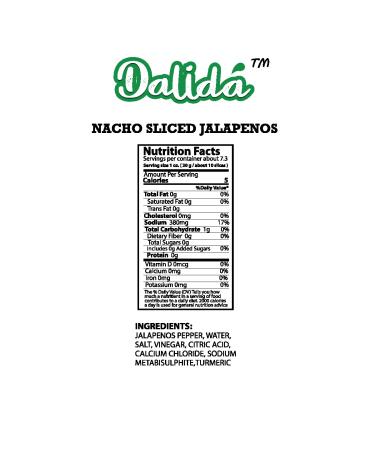 Delicious Dalida Nacho Sliced Jalapenos - 16.6 Oz (1 Pack) - Buy Online on SooperMarket.com