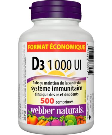 Webber Naturals Vitamin C Chewbale 500 mg 300 Orange Flavour Tablets For Bones Teeth & Vitamin D3 1000 IU 500 Tablets For Healthy Bones Teeth and the Maintenance of Good Health - Buy Online on SooperMarket.com