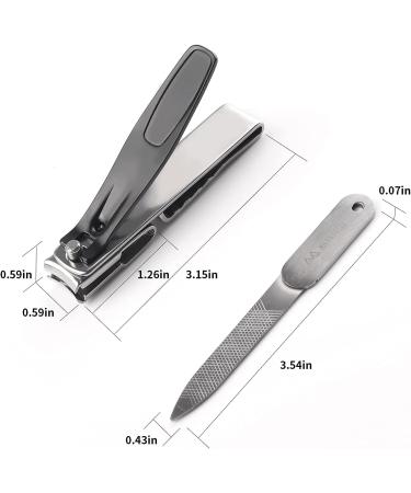 2PC Nail Clipper Set - Stainless Steel Rotary Head for Thick Nails & Nail File | Ideal Gift for Perfect Pedicure - Buy Online on SooperMarket.com