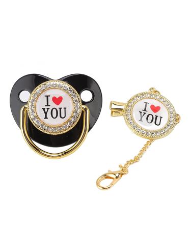 Bling Baby Pacifier Set - Non-Toxic & Healthy | 'I Love You' Design - Perfect for Parties | Stylish Loss-Prevention Features - Buy Online on SooperMarket.com