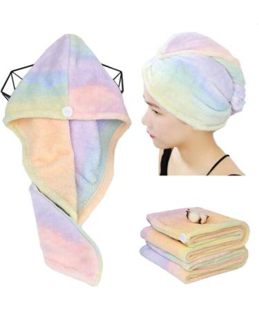2-Pack Microfiber Hair Towels - Quick Drying Super Absorbent Rainbow Twisted Turban for Women & Girls - Red - Buy Online on SooperMarket.com
