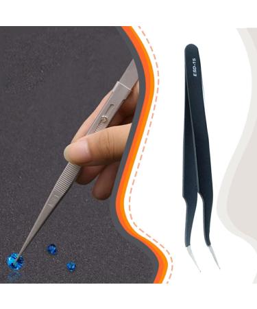 Dajidafu Stainless Steel Tweezers Anti-static Curved Nail Art Picking Pointed Rhinestones Nippers Elbow Precision Tools - Buy Online on SooperMarket.com