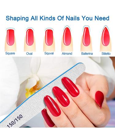 Nail Files 150/150 Grit - 12pcs Emery Boards for Poly Gel & Acrylic Nails | Coarse Files for Manicure & Pedicure at Home or Salon - Buy Online on SooperMarket.com
