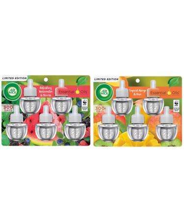 Air Wick Plug in Scented Oil Refill Bundle, 5ct, Fresh Watermelon & Berries, Air Freshener Spring Collection & Air Wick Plug in Scented Oil Refill, Fresh Mango & Kiwi, Essential Oils