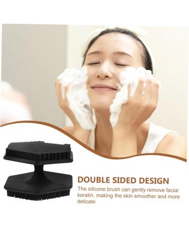 PLAFOPE Face Brush Silicone Face Scrubber Facial Wash Brush Silicone Facial Scrubber Face Exfoliator Facial Cleansing Brush Scrubber Facial Cleansing Brush for Blackhead Face Washer Brush 6.50X6.50X4.00CM Black - Buy Online on SooperMarket.com