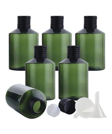 Tianzd 6 pieces empty 50ml green plastic bottles with black aluminum screw cap with orifice reducer essential oil bottles make -up remote cosmetics container with funnel