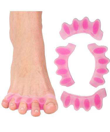 Toe Spacers(2 Pair) Gel Toe Separators to Correct Toes Bunion Corrector for Women Men Toe Spacer Hammer Toe Straightener Toe Stretcher Big Toe Separators (Pink)