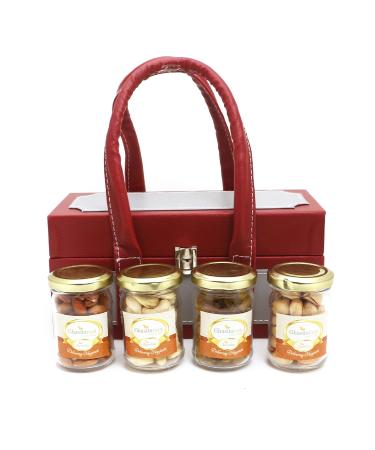 Jaiccha Ghasitaram Apex Wooden Box of 4 Dryfruits Jars|Gift for Diwali Gifts Holi Rakhi Valentine Christmas Birthday Anniversary Her Him|