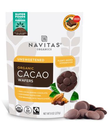 Navitas Organics Cacao Wafers, 8oz, Unsweetened Baking Chocolate  Organic, Non-GMO, Fairtrade, Gluten-Free