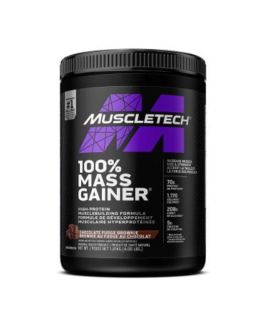 MuscleTech Mass Gainer MuscleTech 100% Mass Gainer Protein Powder Protein Powder for Muscle Gain Whey Protein + Muscle Builder Weight Gainer Protein Powder Creatine Supplements Chocolate Fudge Brownie 4 Pounds