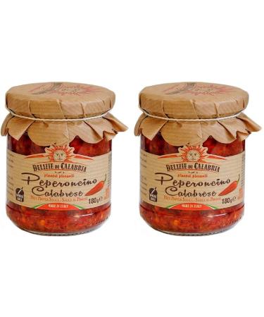 Italian Pepper Hot Sauce Chili Sauce Made from Calabrian Peperoncino | From Delizie di Calabria (180g pack of 2)
