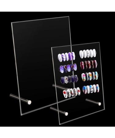 Noverlife 2PCS Transparent Nail Art Display Board, Acrylic False Nail Tips Sample Display, Display Polish Board for Nail Art Design, Professional Salon Nail Color Nail Practice Board - Large & Small Transparent - Large & Small