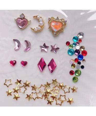 Dornail 3D Star Moon Nail Charms | Colorful Heart Rhinestones | Nail Gems for Nail Art | Geometry Rhinestone Decorations | Nail Kit 1 Box - Buy Online on SooperMarket.com