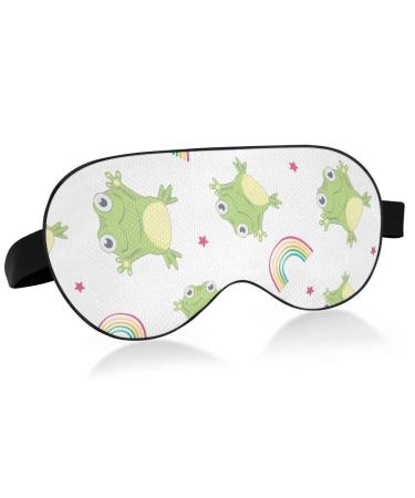 Haskirky Light Blocking Eye Mask Breathable and Adjustable Adult Men and Women Travel on Business Trips Yoga Meditation Light Smooth Comfortable Eye Mask Office Deep Sleep Goodies Cartoon Frogs & R