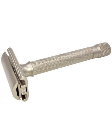 Parker Variant Adjustable Double Edge Safety Razor with 5 Premium Blades - Customize Your Shave with Dial Adjustment (Satin Chrome) - Buy Online on SooperMarket.com