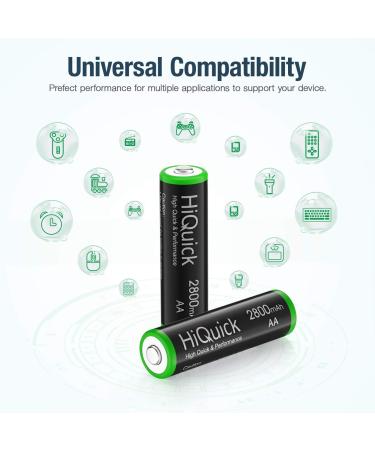HiQuick AA Rechargeable Batteries 2800mAh - High Capacity 16 Pack | Eco-Friendly & Long-Lasting Performance for International Shipping - Buy Online on SooperMarket.com