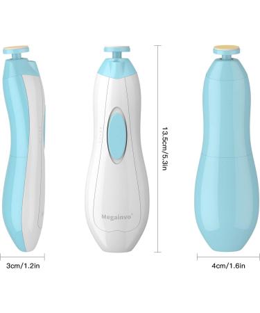 Baby Nail File Megainvo Electric Trimmer Set with LED Light - Safe for Newborns & Toddlers | Quiet Design, 10 Grinding Heads, Blue - Buy Online on SooperMarket.com